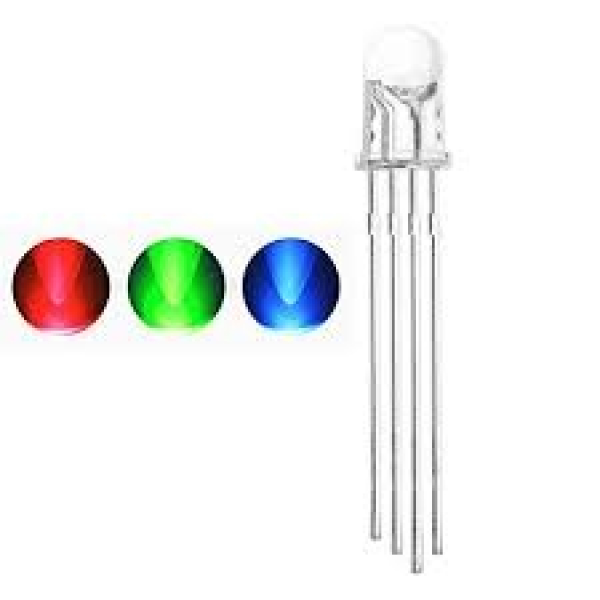 5mm RGB LED Diode Lights Tricolor (Multicolor Red Green Blue 4 pin Common Anode Clear DC 20mA/Color)
