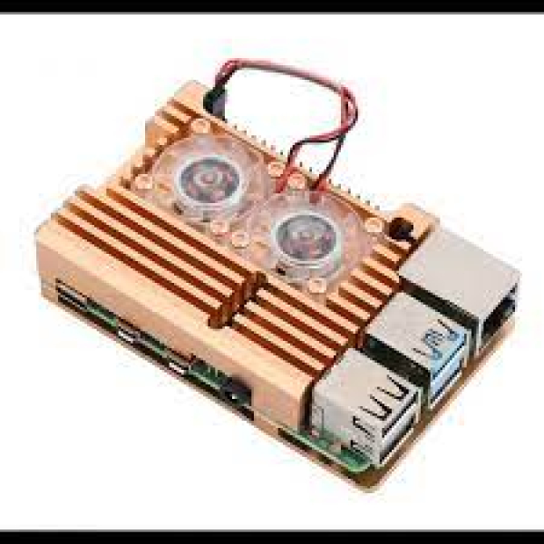 Gold Aluminum Heat Sink Case with Double Fans